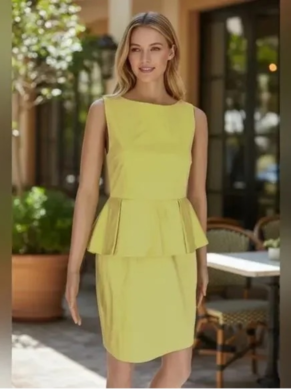 Alice + Olivia Yellow Josephine Peplum Cocktail Dress
